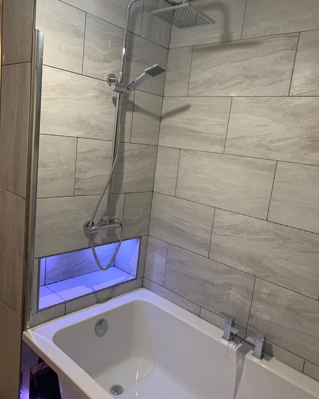 Tile shower and tub fixture work